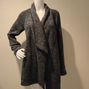 Theory Carileen Westacle Open Cardigan Draped Waterfall Sweater Gray S